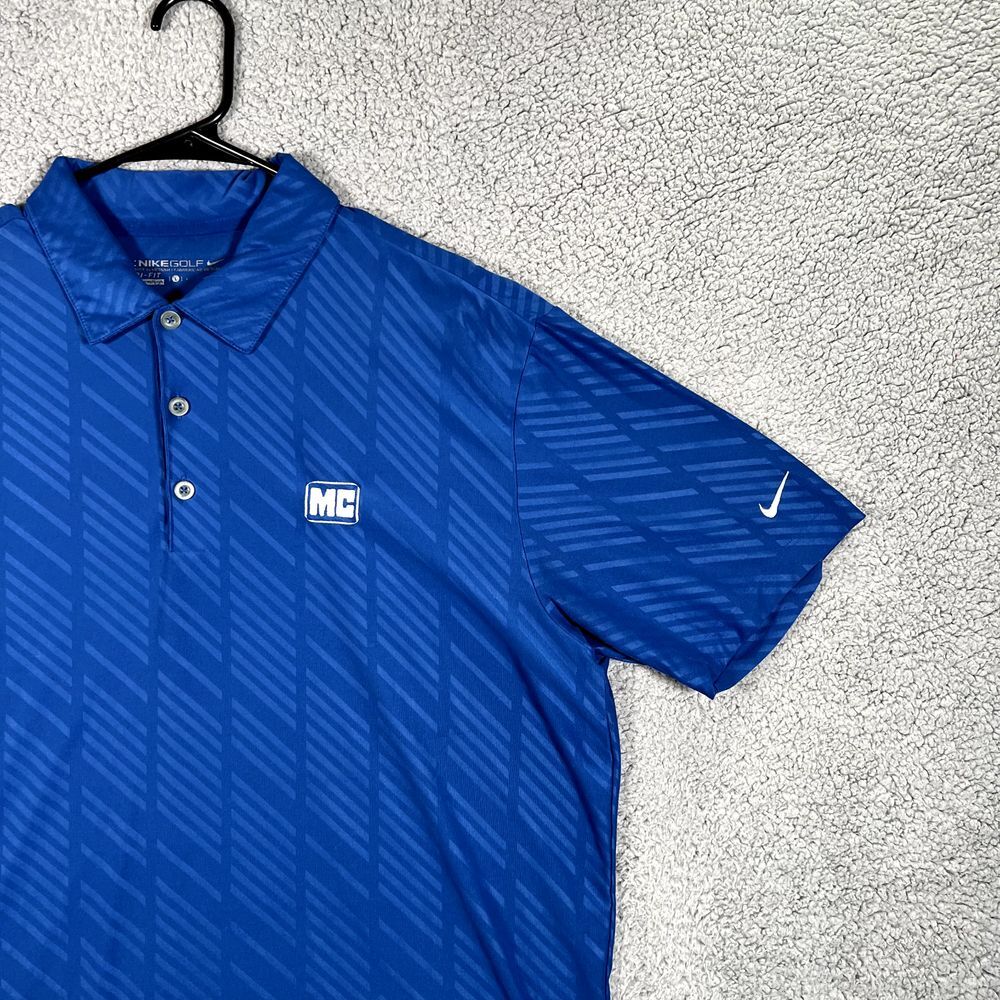 Nike Polo Shirt Mens Large Blue Active Golf Short Sleeve Performance Stretch - Picture 5 of 16